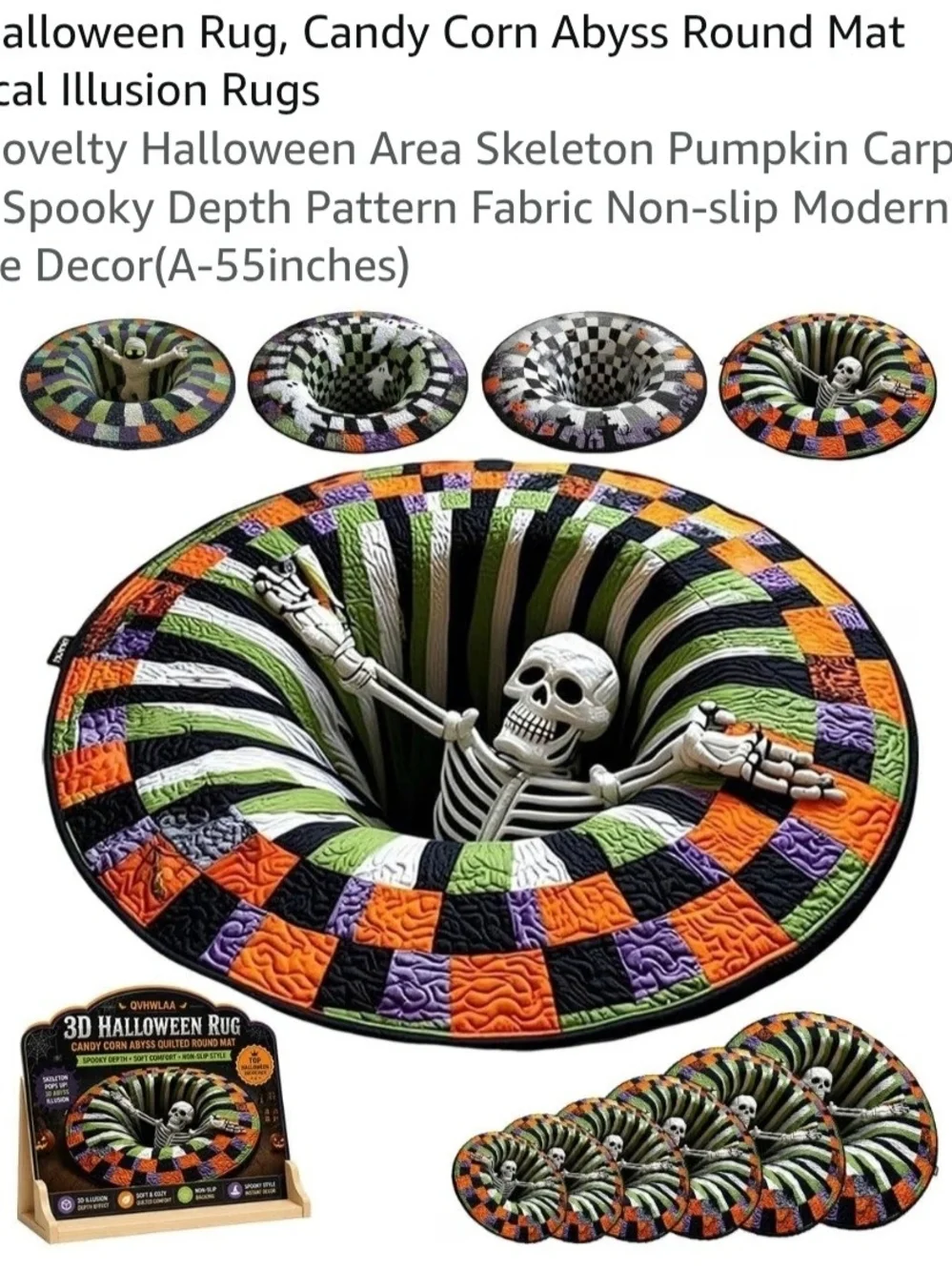 Halloween Skeleton Pit Party Mat - Orange, Green, Purple, Black